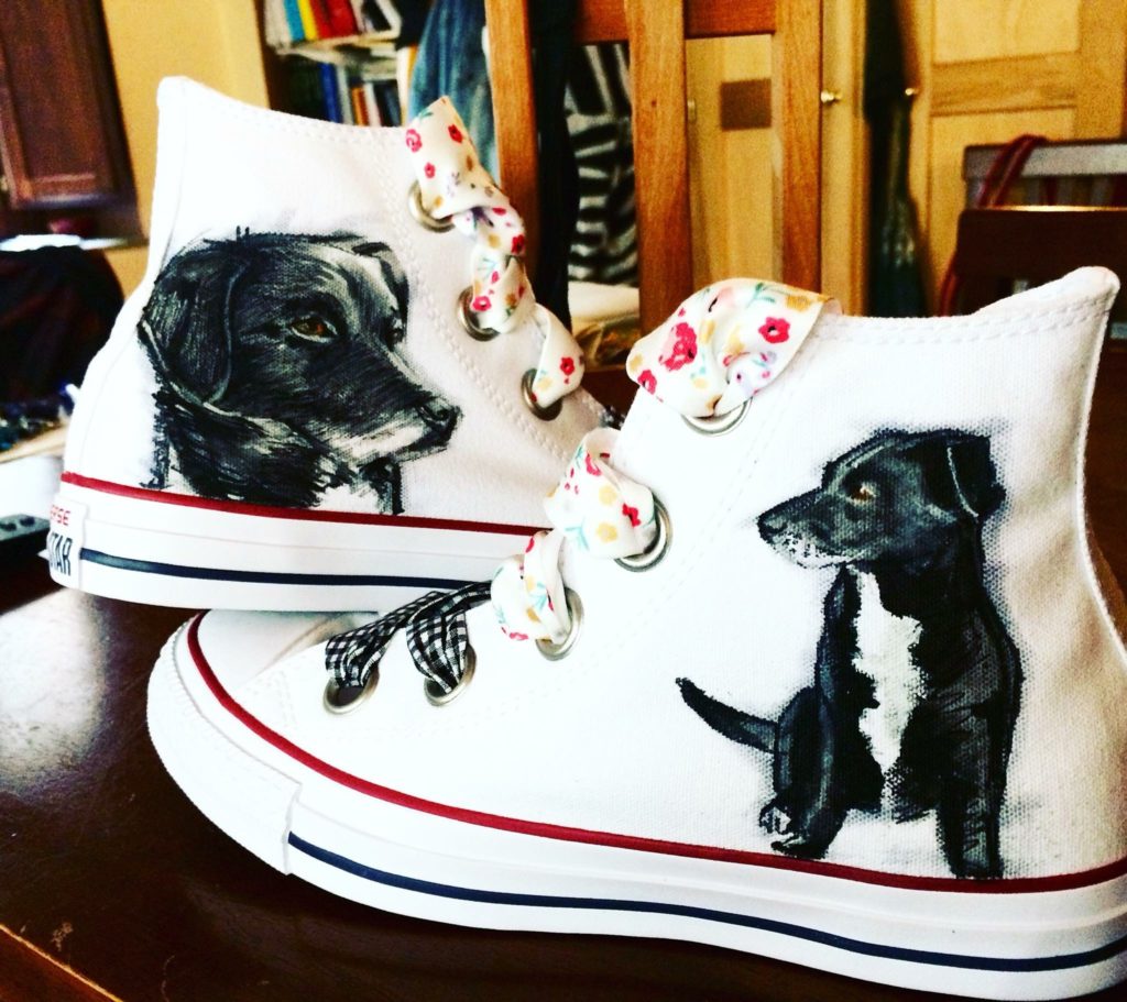 Scarpe Converse All Star personalizzate dipinte a mano con l'immagine del tuo cane